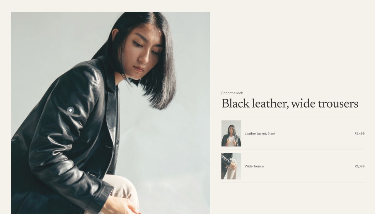 Style the whole look in the Seam Shopify theme