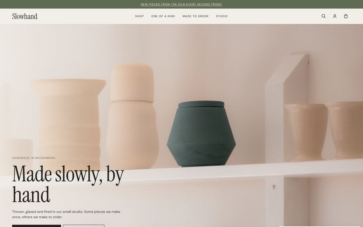 The Kiln Shopify theme for handmade homeware on a laptop